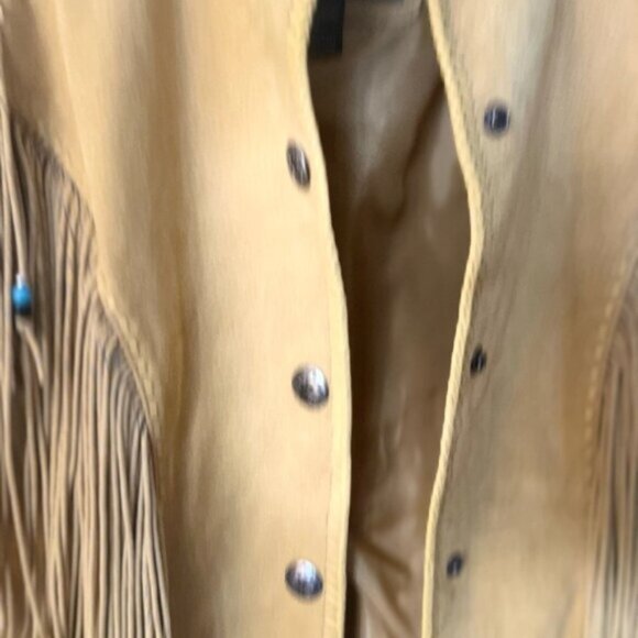 Cripple Creek 100% Leather Fringe Western Jacket M Beaded Cowgirl Rodeo Style - Picture 5 of 11